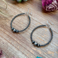 Sterling Silver Pearl Hoop Earrings - 8 mm in the middle