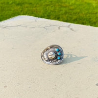 Tres Cowgirl Hat Ring w/Turquoise Stones