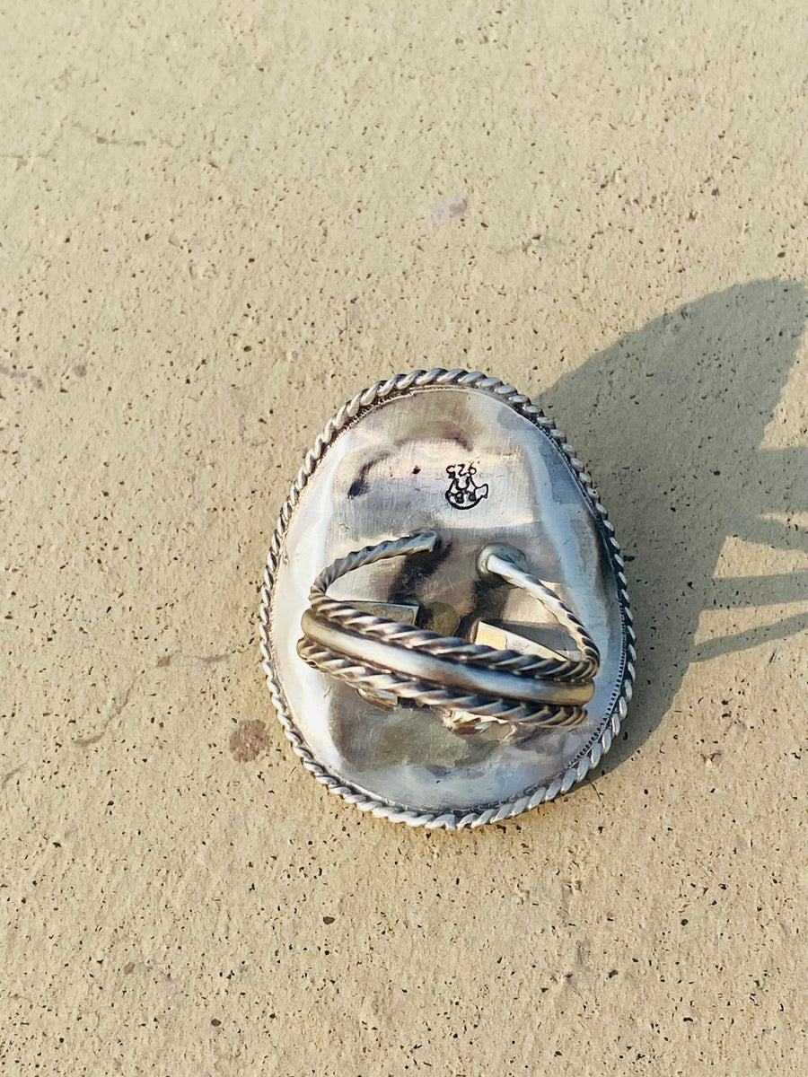 Tres Cowgirl Hat Ring w/Turquoise Stones