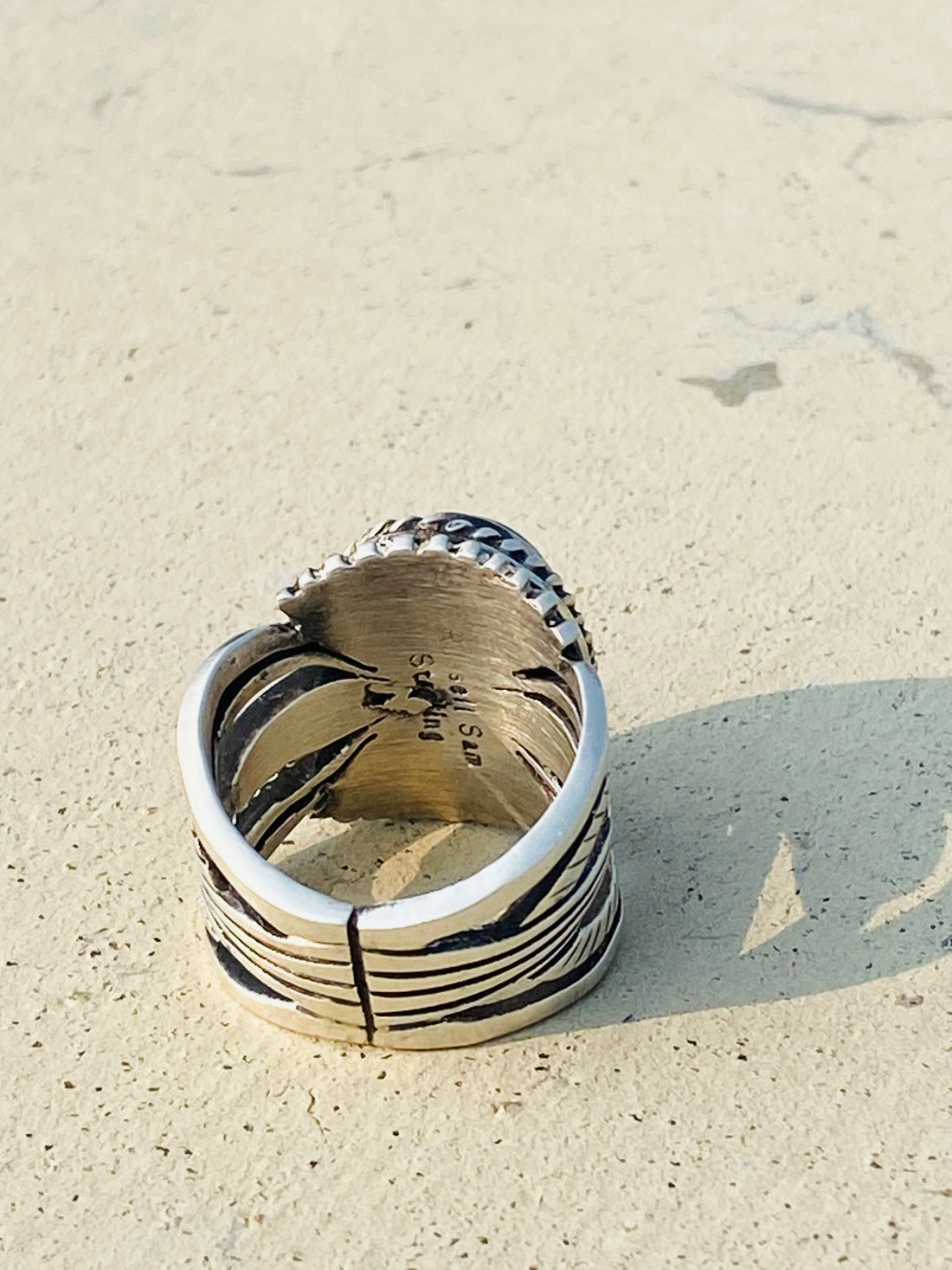 Russell Sam Sterling Silver Ring with Turquoise Stone