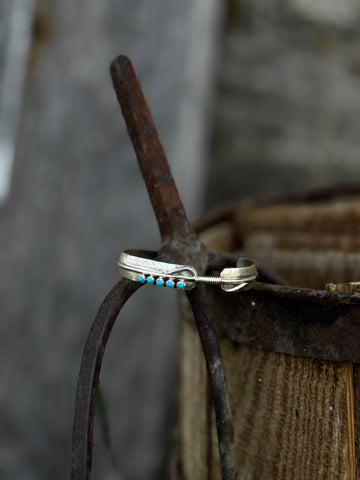 Chester Charley Turquoise and Silver Feather Bracelet