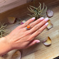 Orange Spiny Oyster Sterling Silver Ring – Size 7 or 10