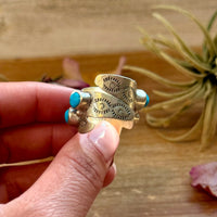 Kingman Turquoise Longhorn Sterling Silver Ring – Adjustable (Fits 8+)