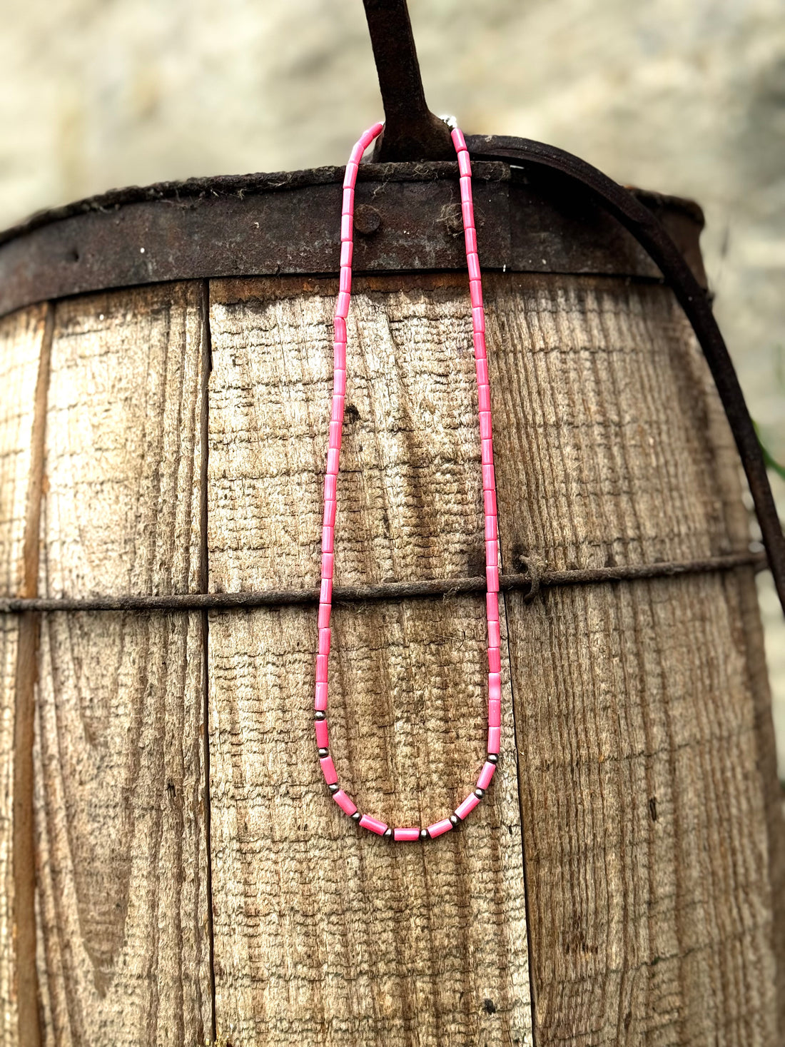 Pink Shell and Sterling Pearl Strand