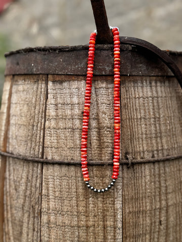 Spiny Oyster and Sterling Pearl Necklace