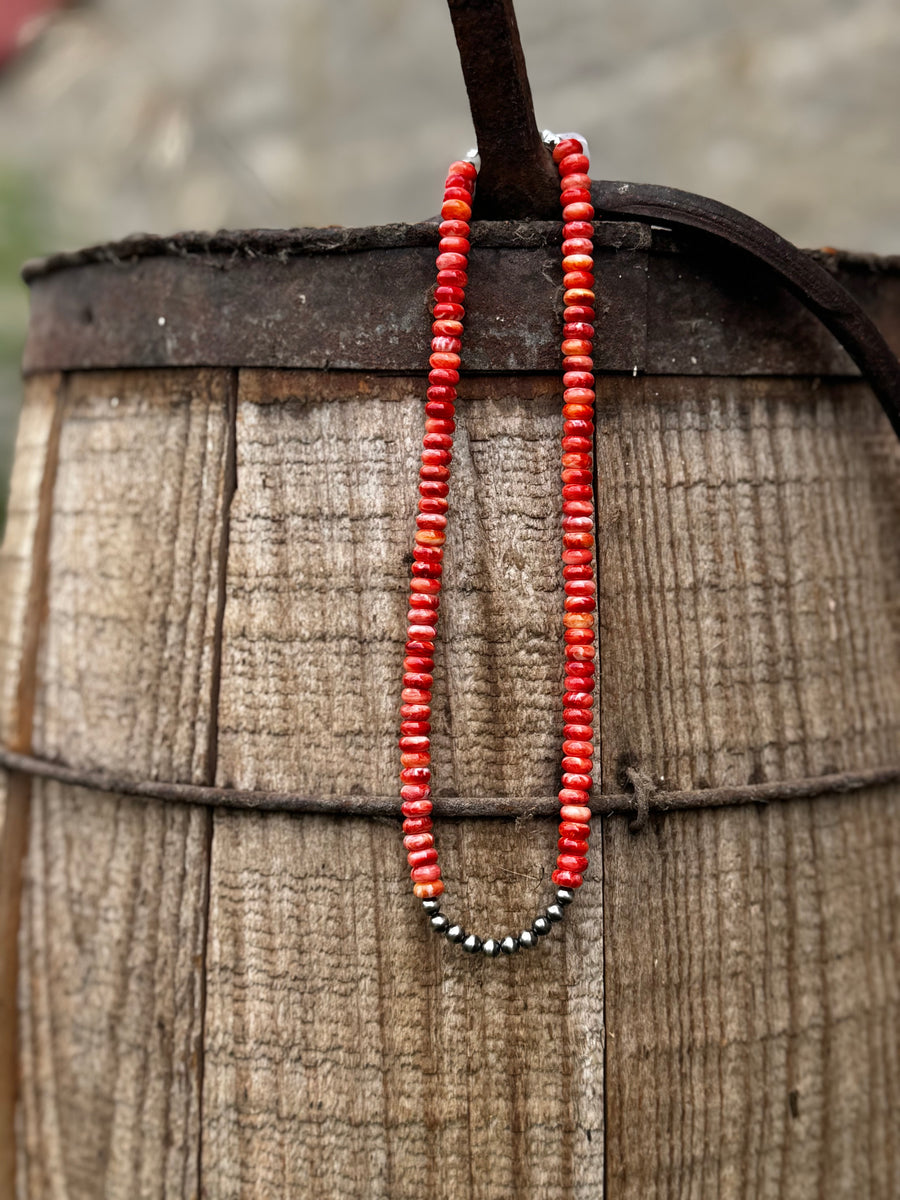 Spiny Oyster and Sterling Pearl Necklace