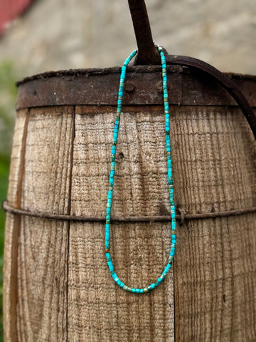 Heishi Turquoise Bead and Sterling Silver Necklace