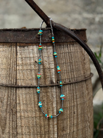 Multi Nugget and Sterling Pearl Necklace
