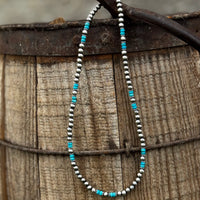 5mm Sterling Pearl and Turquoise Strand