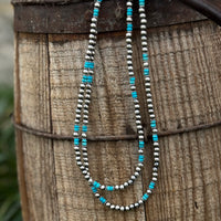 5mm Sterling Pearl and Turquoise Strand