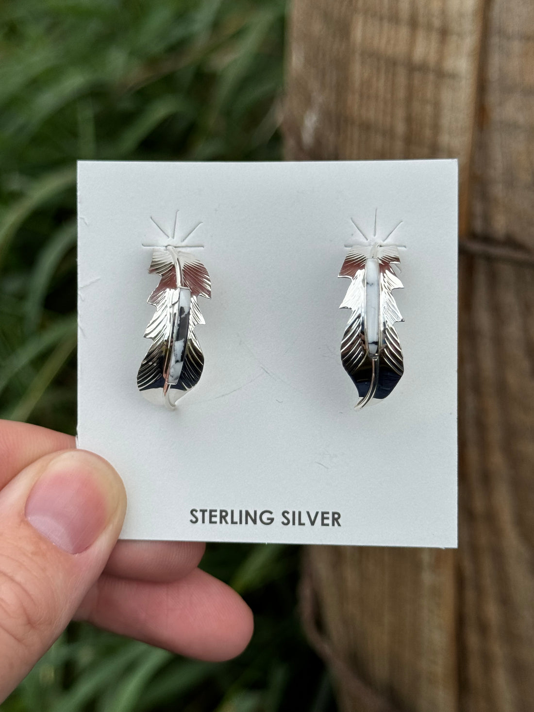 Allen Barney White Buffalo Feather Earrings