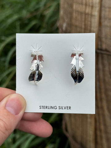 Allen Barney White Buffalo Feather Earrings