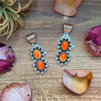 Pearl & Orange Spiny Oyster Sterling Silver Pendant