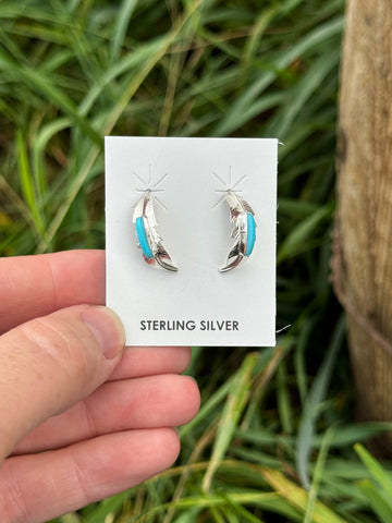 Allen Barney Turquoise Feather Earrings
