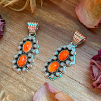 Pearl & Orange Spiny Oyster Sterling Silver Pendant