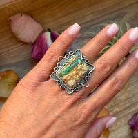 Ribbon Turquoise Sterling Silver Ring – Size 6.5 –  (Philbert Nez)