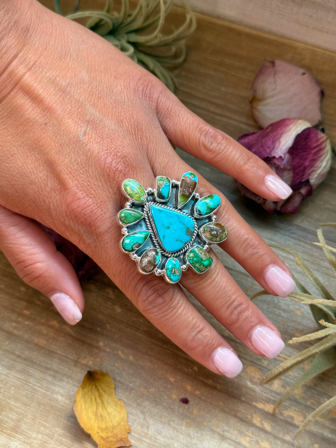 Mixed Mine Turquoise Sterling Silver Ring – Size 10