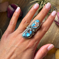 2-Stone Golden Hills Turquoise Sterling Silver Ring – Adjustable