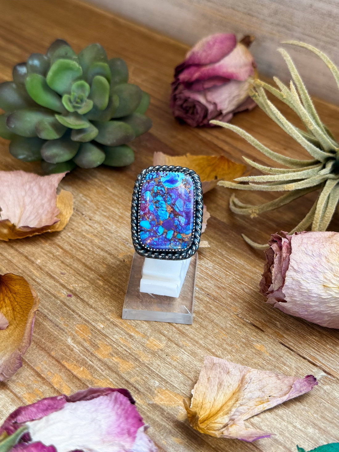 MJ Ring – Sterling Silver Adjustable Purple Mojave Rectangle Ring