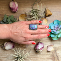 MJ Ring – Sterling Silver Adjustable Purple Mojave Rectangle Ring