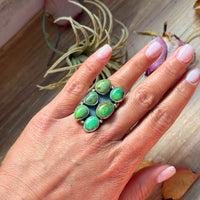 Green Turquoise Sterling Silver Cluster Ring – Size 6