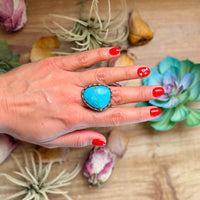 MJ Ring – Sterling Silver Adjustable Free Form Turquoise Ring
