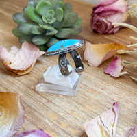 MJ Ring – Sterling Silver Adjustable Free Form Turquoise Ring