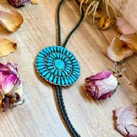 Kingman Turquoise Sterling Silver Bolo Tie – Navajo Handmade by Jesse Williams