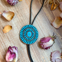 Kingman Turquoise Sterling Silver Bolo Tie – Navajo Handmade by Jesse Williams
