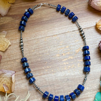 Sterling Silver Pearl & Lapis Necklace – 20”