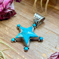 Sterling Silver Star-Shaped Kingman Turquoise Pendant