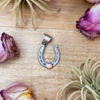 Sterling Silver Horseshoe Pendant with Pink Conch