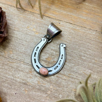 Sterling Silver Horseshoe Pendant with Pink Conch