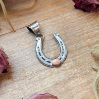 Sterling Silver Horseshoe Pendant with Pink Conch