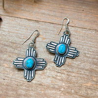 Sterling Silver Zia Dangle Earrings – Native Made by K. Billah