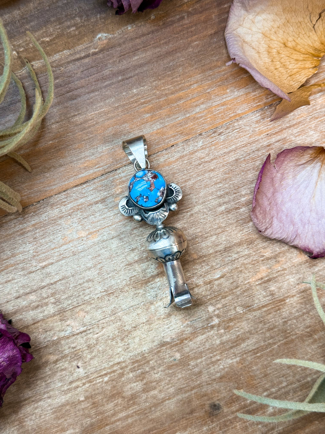 Sterling Silver Golden Hill Turquoise Blossom Pendant