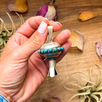 Sterling Silver Blossom Pendant with Kingman Turquoise – Native Made by M.S.