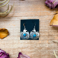 Sterling Silver Eagle Dangle Earrings with Turquoise