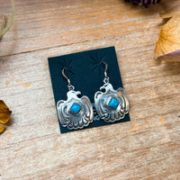 Sterling Silver Eagle Dangle Earrings with Turquoise