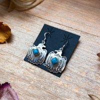 Sterling Silver Eagle Dangle Earrings with Turquoise