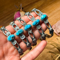 Sterling Silver Kingman Turquoise Cuff Bracelet – Native Made by K. Billah