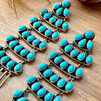 Sterling Silver Kingman Turquoise Dangle Earrings – 5 Inch Statement Design – Native Made by Geraldine James – Navajo Handmade