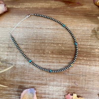 Mohave & Sterling Silver Beaded Necklace – 4 mm Sterling + 6 mm Mohave