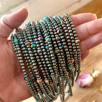 Mohave & Sterling Silver Beaded Necklace – 4 mm Sterling + 6 mm Mohave