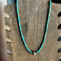 Turquoise Strand with Saucer Pearl