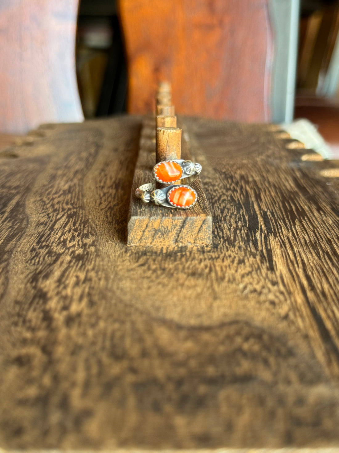 F Martinez Orange Spiny Adjustable Ring