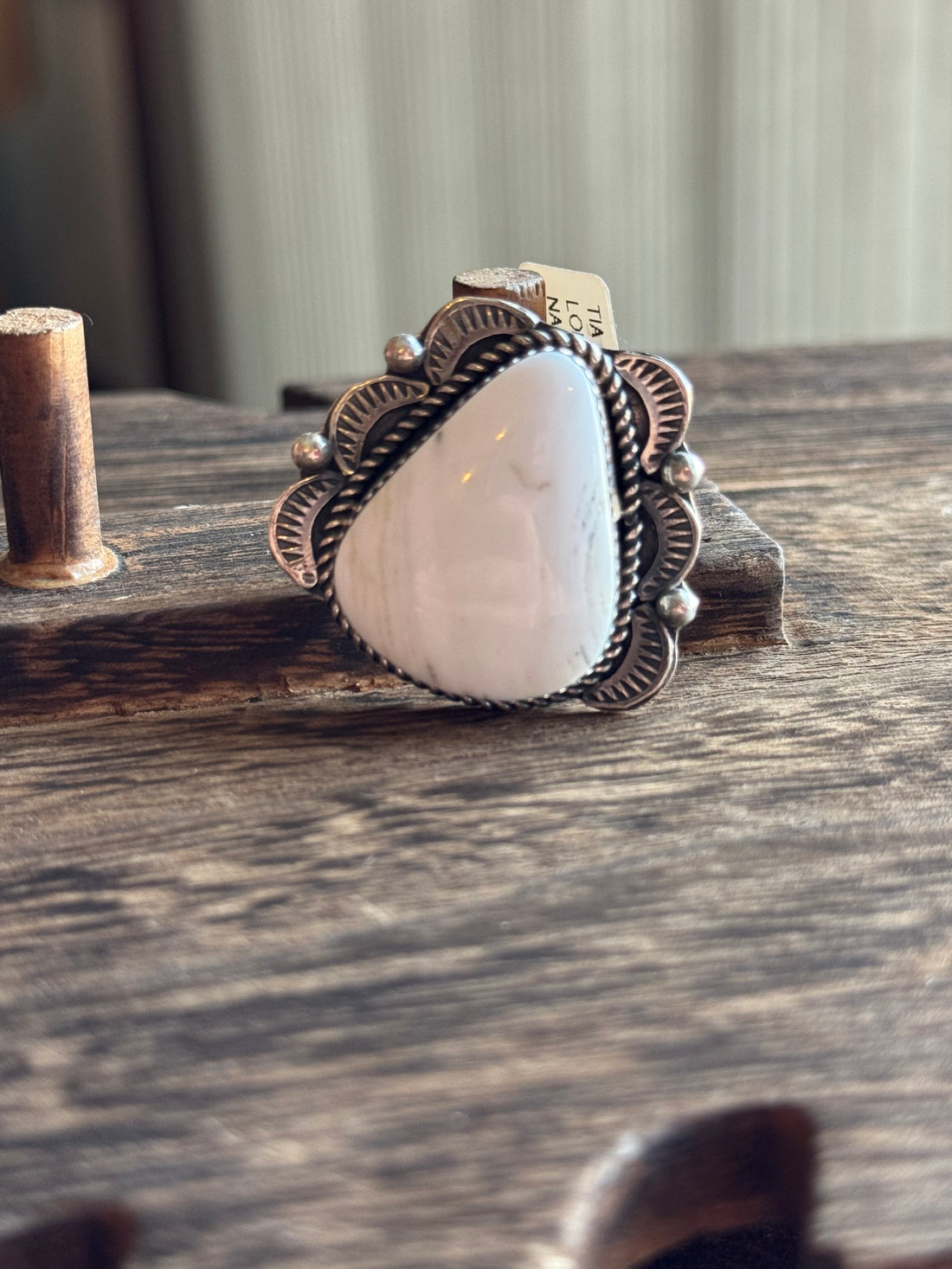 Tia Long White Buffalo AdjustableRing