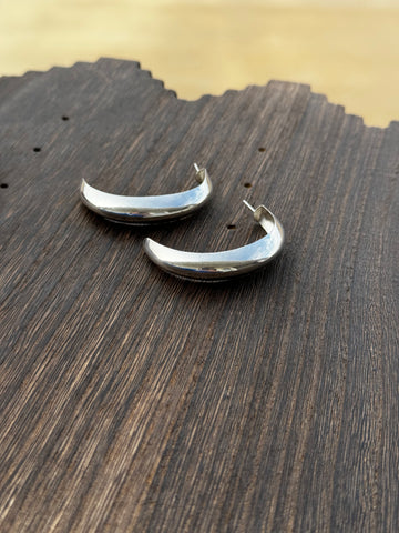 Crescent Silver Hoops