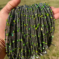 Green Turquoise Glass Seed Bead Necklace – 14 Inch