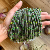 Green Turquoise Glass Seed Bead Necklace – 14 Inch